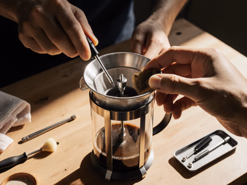 hand_fixing_a_french_press_filter_with_basic_tools