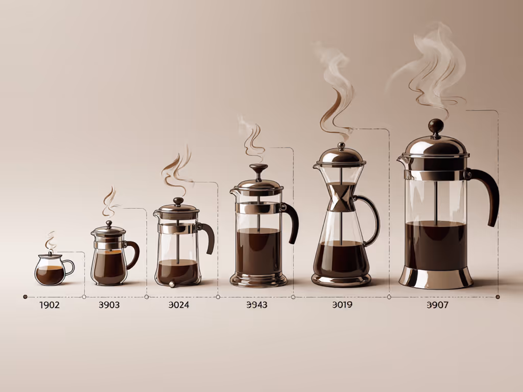 french_press_evolution_timeline_showing_historical_designs